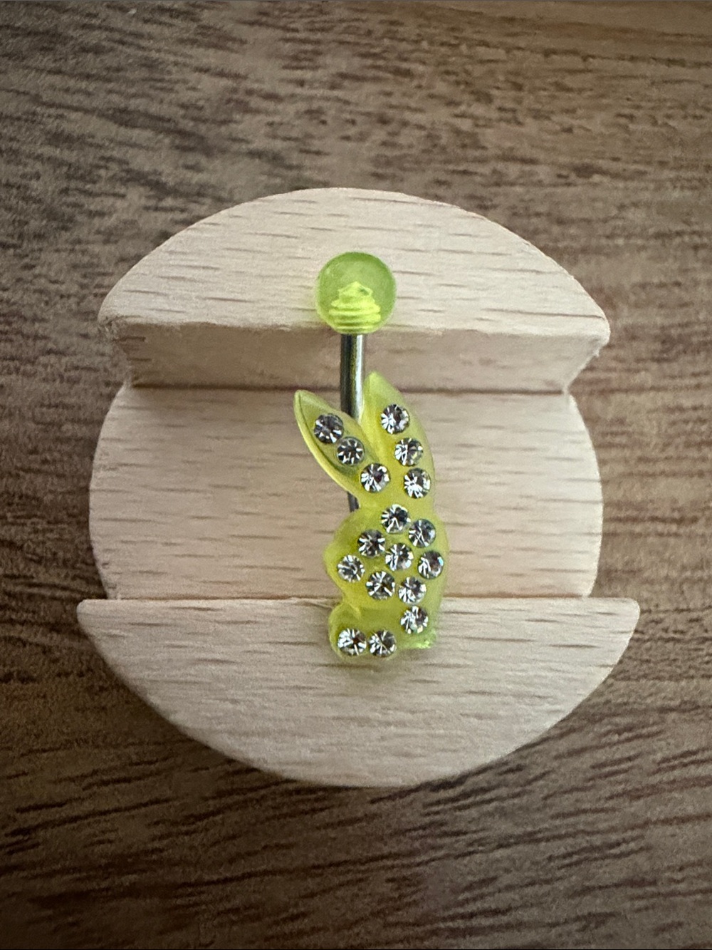 Playboy Bunny Neon Yellow Bunny Belly Button Ring with Rhinestones